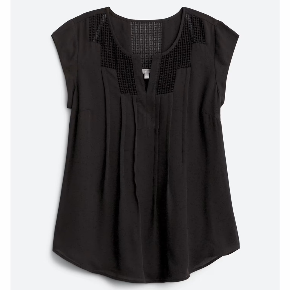 Estefany Lace Detail Split Neck Blouse